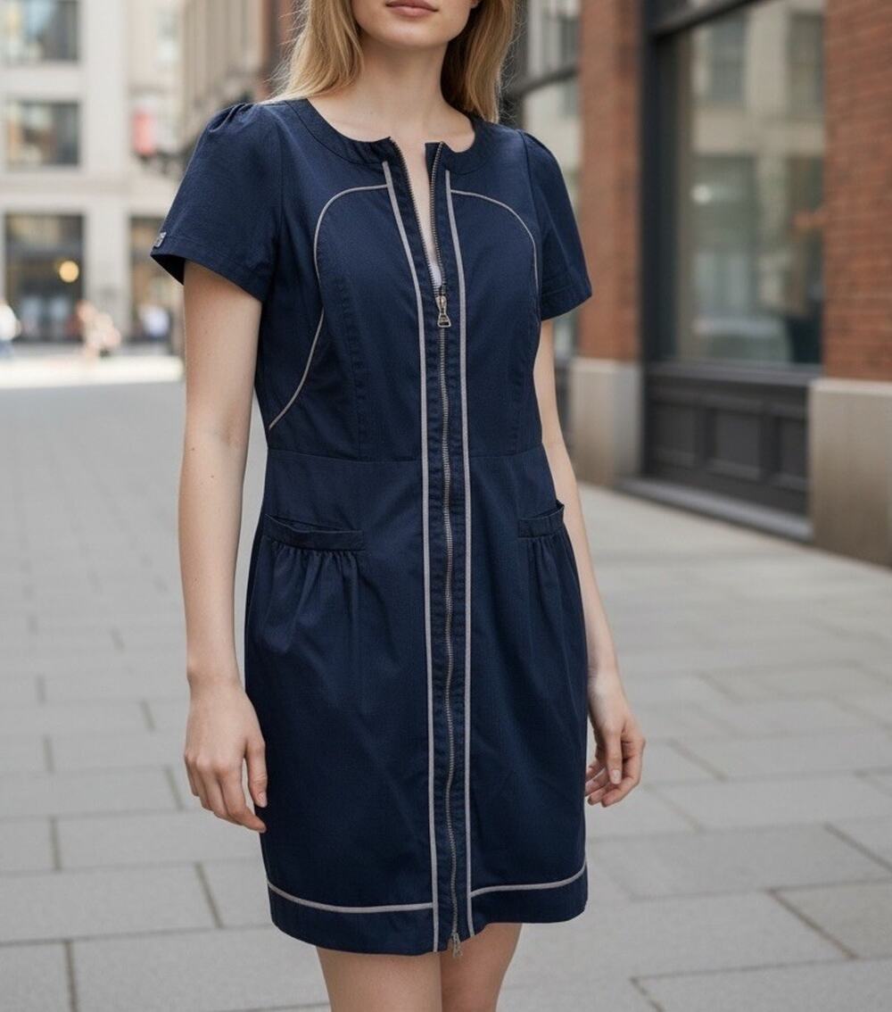 Max Mara Sportmax Code 2 Way Zip Athleisure Rip Stop Knee Length Dress Sz US 8